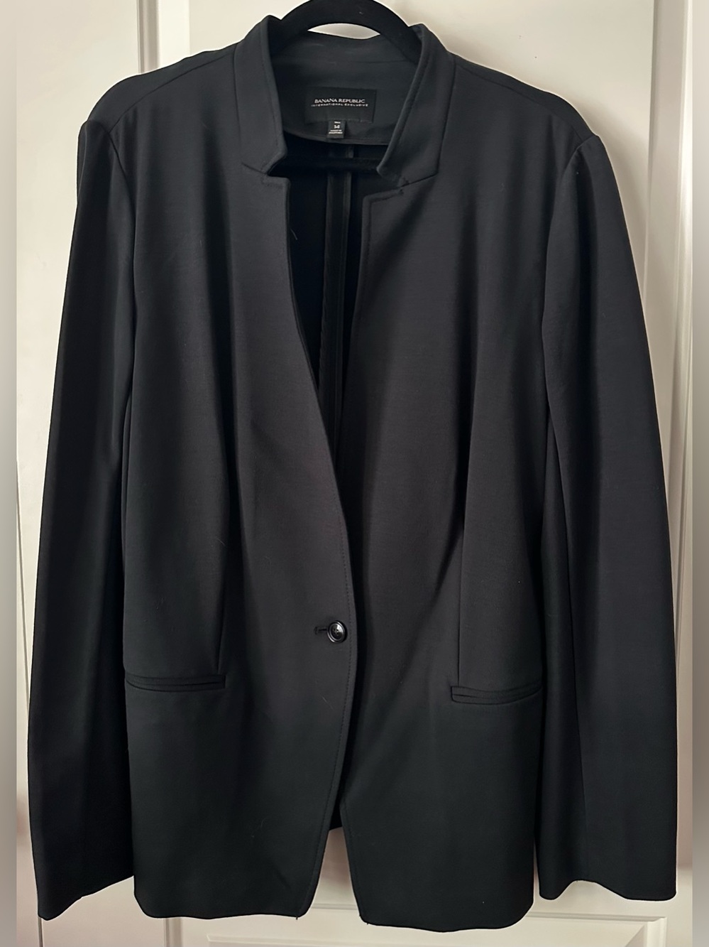 Banana Republic Black Blazer 14 Tall Stretch Career Jacket EUC